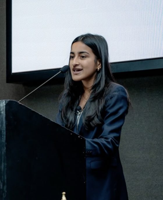 Addressing the audience