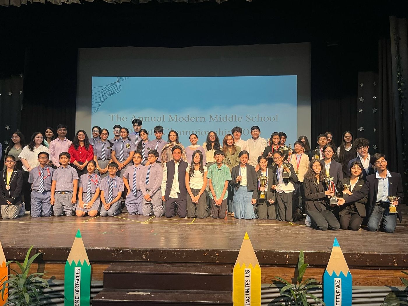 Participants and winners at the Annual Modern Middle School Debate Championship, 2025