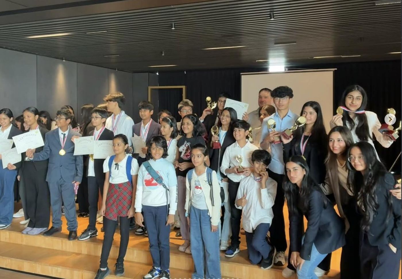 Winners with trophies and certificates at the Debaters of India x Oberoi International School WSDC, 2026