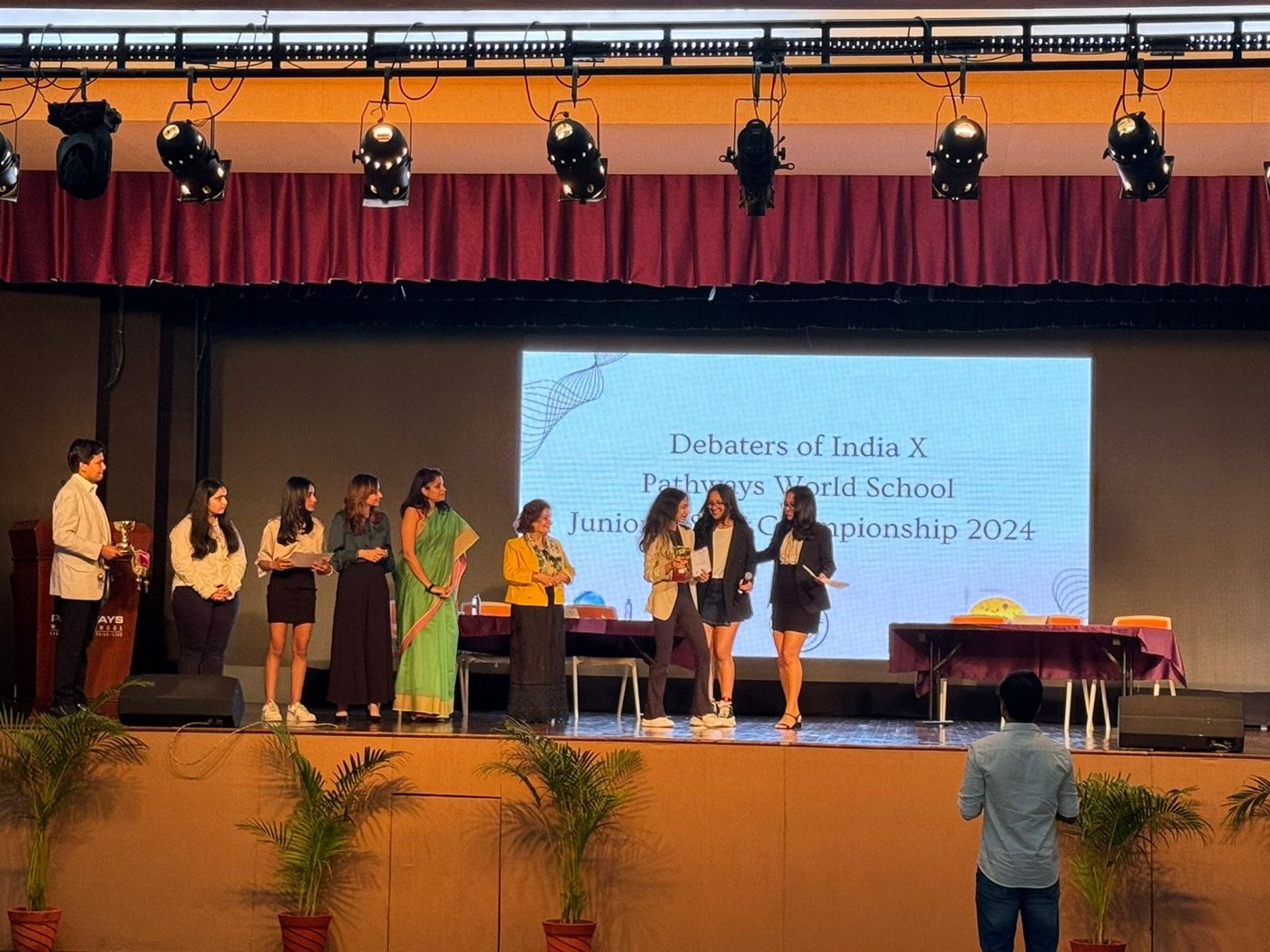 Award presentation at the Debaters of India x Pathways World School Junior WSDC Championship 2024