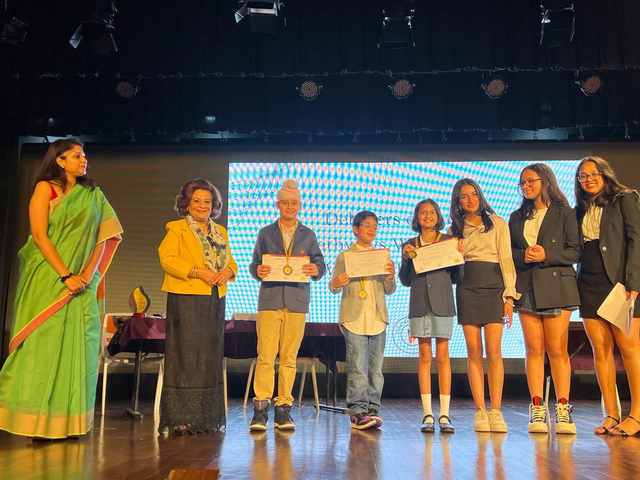 Medal and certificate ceremony at the Debaters of India x Pathways World School Junior WSDC, 2024